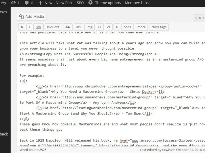 wordpress site updating